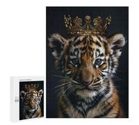 Rompecabezas para Adolescentes 500 PCS Tiger Animal Cute King Rompecabezas para Adultos Juguetes Antiestrés para La Diversión Familiar Interacción Entre Padres E Hijos 500 PCS