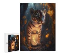 Rompecabezas para Adolescentes 500 PCS Tiger Cub Glow Rompecabezas para Adultos Juegos Divertidos Análisis Y Lógica Interacción Entre Padres E Hijos 500 PCS