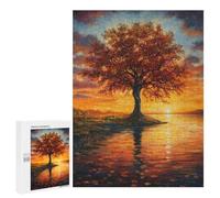 Rompecabezas para Adolescentes 500 PCS Tree by Sunset at Autumn Rompecabezas para Adultos Juegos Relajantes Desafío Difícil Desafío Educativo 500 PCS