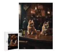 Rompecabezas para Adolescentes 500 PCS Two Cats Bar Beer Drinking Rompecabezas para Adultos Juegos Relajantes Desafío Difícil Desafío Educativo 500 PCS