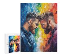 Rompecabezas para Adolescentes 500 PCS Two Men Forehead Touch Rompecabezas para Adultos Juguetes Antiestrés para La Diversión Familiar Interacción Entre Padres E Hijos 500 PCS