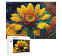 Rompecabezas para Adolescentes 500 PCS Vibrant Sunflower Artwork Rompecabezas para Adultos Juego Práctico Que Mejora La Memoria Actividades Divertidas En Casa 500 PCS