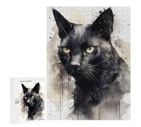 Rompecabezas para Adolescentes 500 PCS Watercolor Black Cat Rompecabezas para Adultos Juguetes Antiestrés para La Diversión Familiar Interacción Entre Padres E Hijos 500 PCS