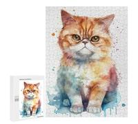 Rompecabezas para Adolescentes 500 PCS Watercolor Cat Painting Rompecabezas para Adultos Juego De Ingenio Decoración del Hogar Regalos para Reducir El Estrés 500 PCS