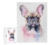 Rompecabezas para Adolescentes 500 PCS Watercolor French Bulldog Rompecabezas para Adultos Juego Familiar Decoración Desafiante De Completar 500 PCS