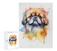 Rompecabezas para Adolescentes 500 PCS Watercolor Pekingese Dog Rompecabezas para Adultos Juguetes Antiestrés para La Diversión Familiar Interacción Entre Padres E Hijos 500 PCS