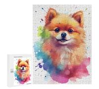 Rompecabezas para Adolescentes 500 PCS Watercolor Pomeranian Dog Rompecabezas para Adultos Juegos Relajantes Decoración Perfecta Regalos De Cumpleaños Y Únicos 500 PCS