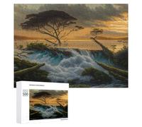 Rompecabezas para Adolescentes 500 PCS Waterfall at Sunset Nature's Serenity Rompecabezas para Adultos Juego Práctico Que Mejora La Memoria Actividades Divertidas En Casa 500 PCS