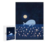 Rompecabezas para Adolescentes 500 PCS Whale and Jellyfish Under Moonlight Rompecabezas para Adultos Juegos Relajantes Decoración Actividades Divertidas En Casa 500 PCS