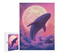 Rompecabezas para Adolescentes 500 PCS Whale Floating In Pink Sky Rompecabezas para Adultos Juegos Relajantes Decoración Actividades Divertidas En Casa 500 PCS