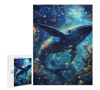 Rompecabezas para Adolescentes 500 PCS Whale in A Starry Sea Rompecabezas Juguetes Antiestrés Corte De Precisión Interacción Entre Padres E Hijos 500 PCS