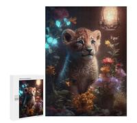 Rompecabezas para Adolescentes 500 PCS Whimsical Lion Cub Garden Rompecabezas para Adultos Juegos Relajantes Desafío Difícil Desafío Educativo 500 PCS