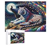 Rompecabezas para Adolescentes 500 PCS Whispering Moonlit Dreams A Tiger's Journey Through Starry Night Landscapes Rompecabezas para Adultos Juegos Relajantes Corte De Precisión Juego Desafiante Rega