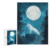 Rompecabezas para Adolescentes 500 PCS White Wolf Under Full Moon Rompecabezas para Adultos Juego Familiar Decoración Desafiante De Completar 500 PCS