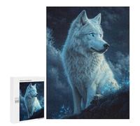 Rompecabezas para Adolescentes 500 PCS White Wolf with Blue Eyes Rompecabezas para Adultos Juguetes Antiestrés Arte De Pared Interacción Entre Padres E Hijos 500 PCS