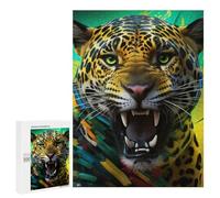 Rompecabezas para Adolescentes 500 PCS Wild Leopard Roar Rompecabezas Juguetes Antiestrés Decoración Diversión En Casa Actividades, 500 PCS