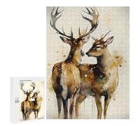 Rompecabezas para Adolescentes 500 PCS Wild Romance Deer Couple Rompecabezas para Adultos Juguetes Antiestrés para La Diversión Familiar Interacción Entre Padres E Hijos 500 PCS