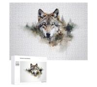 Rompecabezas para Adolescentes 500 PCS Wild Wolf Spirit Art Print Rompecabezas Juguetes Antiestrés Decoración Diversión En Casa Actividades, 500 PCS