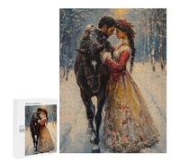 Rompecabezas para Adolescentes 500 PCS Winter Romance with Horse Rompecabezas para Adolescentes Análisis Y Lógica Difícil Y Desafiante Gran Regalo para Jugar 500 PCS