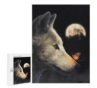 Rompecabezas para Adolescentes 500 PCS Wolf and Glowing Butterfly Rompecabezas para Adultos Juego De Ingenio Decoración del Hogar Regalos para Reducir El Estrés 500 PCS