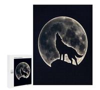 Rompecabezas para Adolescentes 500 PCS Wolf Howling Under Moon Rompecabezas para Adultos Juegos Relajantes Carrera De Velocidad Manual Desafiante De Completar 500 PCS