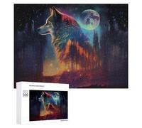 Rompecabezas para Adolescentes 500 PCS Wolf Moonlit Forest Fantasy Rompecabezas para Adultos Juegos Relajantes Corte De Precisión Juego Desafiante Regalos 500 PCS