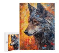 Rompecabezas para Adolescentes 500 PCS Wolf Portrait in Autumn Rompecabezas Juguetes Antiestrés Corte De Precisión Interacción Entre Padres E Hijos 500 PCS