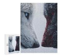 Rompecabezas Para Adolescentes 500 PCS Wolf Snow Confrontation Duality White Vs Black Wildlife Rivalry Rompecabezas Para Adultos Juego De Ingenio Ensamblaje De Patrones Interacción Entre Padres E Hijo