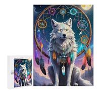 Rompecabezas para Adolescentes 500 PCS Wolf Spirit Dreamcatcher -2 Rompecabezas para Adultos Juegos Relajantes Corte De Precisión Juego Desafiante Regalos 500 PCS