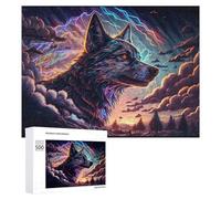 Rompecabezas para Adolescentes 500 PCS Wolf Spirit in Stormy Sky Rompecabezas para Adultos Juegos Divertidos Análisis Y Lógica Interacción Entre Padres E Hijos 500 PCS
