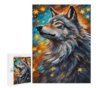 Rompecabezas para Adolescentes 500 PCS Wolf Star Painting Rompecabezas para Adultos Juegos De Relajación Ensamblaje De Patrones Interacción Entre Padres E Hijos 500 PCS
