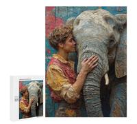 Rompecabezas para Adolescentes 500 PCS Woman and Elephant Rompecabezas para Adultos Juego Familiar Decoración Desafiante De Completar 500 PCS