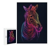Rompecabezas para Adolescentes 500 PCS Zebra Animal Neon Rompecabezas para Adultos Juguetes Antiestrés para La Diversión Familiar Interacción Entre Padres E Hijos 500 PCS