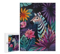 Rompecabezas para Adolescentes 500 PCS Zebra in Tropical Floral Setting Rompecabezas para Adultos Juego De Ingenio Decoración del Hogar Regalos para Reducir El Estrés 500 PCS