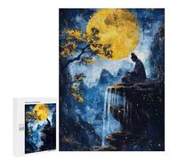 Rompecabezas para Adolescentes 500 PCS Zen Meditation Under Full Moon Rompecabezas Juguetes Antiestrés Corte De Precisión Interacción Entre Padres E Hijos 500 PCS