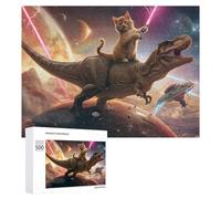 Rompecabezas para adolescentes, 500 piezas, aventura espacial con dinosaurios y gatitos, para adultos, juego práctico, carrera de velocidad, desafío educativo, 500 piezas