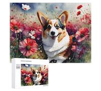 Rompecabezas para adolescentes, 500 piezas, corgi en campo de flores, para adultos, análisis de juegos prácticos y lógica, 500 unidades