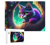 Rompecabezas para adolescentes, 500 piezas de arte de gato mágico de fantasía para adultos, juegos familiares para la familia, diversión como regalo para toda la familia, 500 piezas