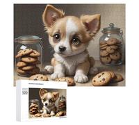 Rompecabezas para adolescentes, 500 piezas de cachorro encantador con galletas, rompecabezas para adultos, juguetes antiestrés, decoración perfecta para es ideal como regalo, 500 piezas
