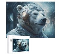 Rompecabezas para adolescentes, 500 piezas de casco de astronauta de oso polar para adultos, juegos familiares, diversión familiar, regalo para toda la familia, 500 piezas