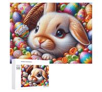 Rompecabezas para adolescentes, 500 piezas de conejito de Pascua feliz para adultos, juguetes antiestrés para pared, arte de pared, interacción entre padres e hijos, 500 piezas