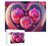 Rompecabezas para adolescentes, 500 piezas de decoración de corazón de loto colorido para adultos, juegos familiares, diversión para toda la familia, 500 piezas