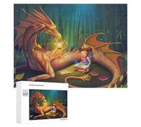 Rompecabezas para adolescentes, 500 piezas de libros de lectura de dragón y niña para adultos, juguetes antiestrés, arte de pared, interacción entre padres e hijos, 500 piezas