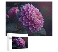 Rompecabezas para adolescentes, 500 piezas, hermoso rompecabezas de flores de dalia rosa, para adultos, decoración de pared, actividades divertidas en casa, 500 piezas