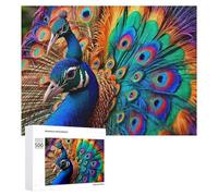 Rompecabezas para adolescentes, 500 piezas, plumas de pavo real coloridas, primer plano, para adultos, decoración de pared, actividades divertidas en casa, 500 piezas