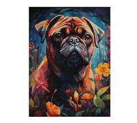 Rompecabezas para Adolescentes 52x38cm/1000pcs Colorful Pug in Flowers Rompecabezas para Adolescentes Juego Práctico Decoración del Hogar Gran Regalo para Jugar 52x38cm/1000pcs