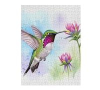 Rompecabezas para Adolescentes 52x38cm/1000pcs Hummingbird and Flowers Watercolor Illustration Rompecabezas De Juguete para Decoración De Pared, Difícil, Difícil, Cumpleaños 52x38cm/1000pcs