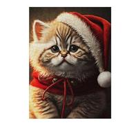 Rompecabezas para Adolescentes 52x38cm/1000pcs Santa Dressed Cat Rompecabezas para Adultos Juguetes Antiestrés Decoración De Pared Regalos De Cumpleaños Y Únicos 52x38cm/1000pcs