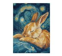 Rompecabezas para Adolescentes 52x38cm/1000pcs Sleeping Bunny Starry Night Rompecabezas para Adultos Juegos Relajantes Decoración De Pared Juego Desafiante Regalos 52x38cm/1000pcs