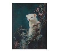 Rompecabezas para Adolescentes 52x38cm/1000pcs White Ferret in Foliage Rompecabezas para Adultos Juguetes Antiestrés Una Obra De Arte Ayuda A Ejercitar El Cerebro 52x38cm/1000pcs